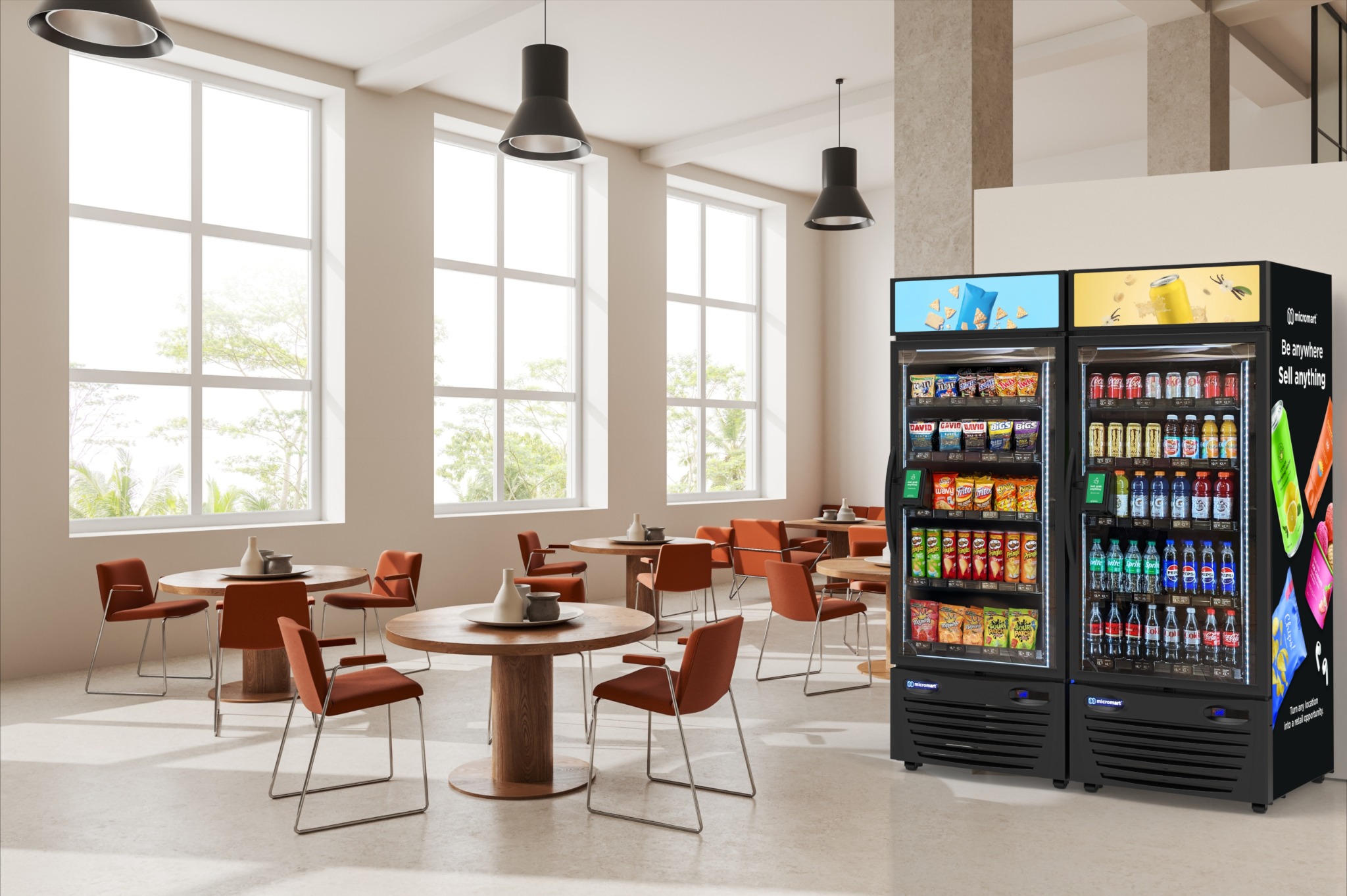 Micromart units in a school cafeteria