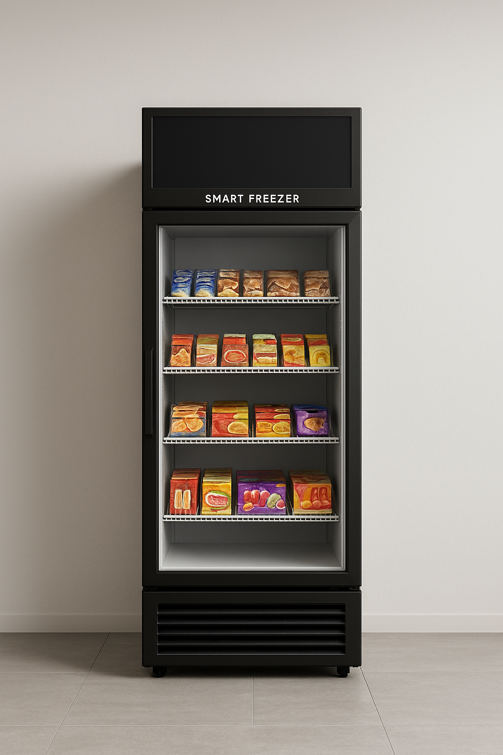 Smart freezer unit with frozen meals and desserts